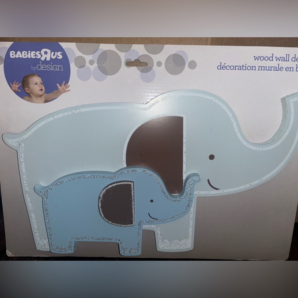 Blue Mama and baby Elephant Wall Decor